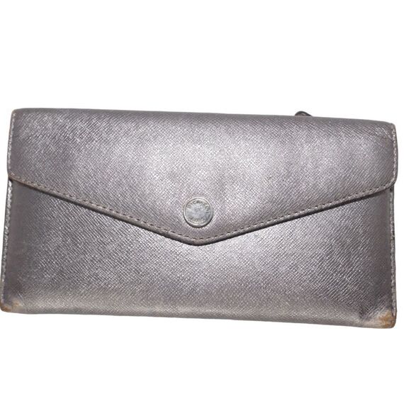 Michael Kors Metallic Gray Snap Wallet for Women - Picture 1 of 10